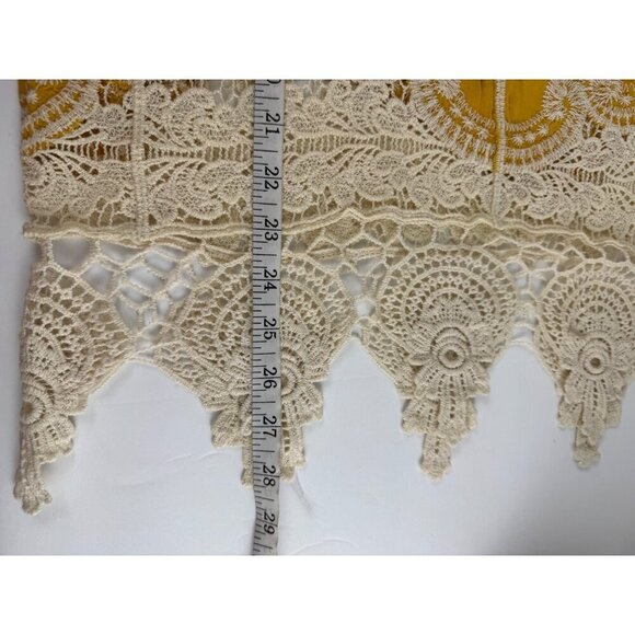Ultra Pink NEW Gold Cream Embroidered Crochet Blouse Size Medium Summer Fesitval - Picture 7 of 9